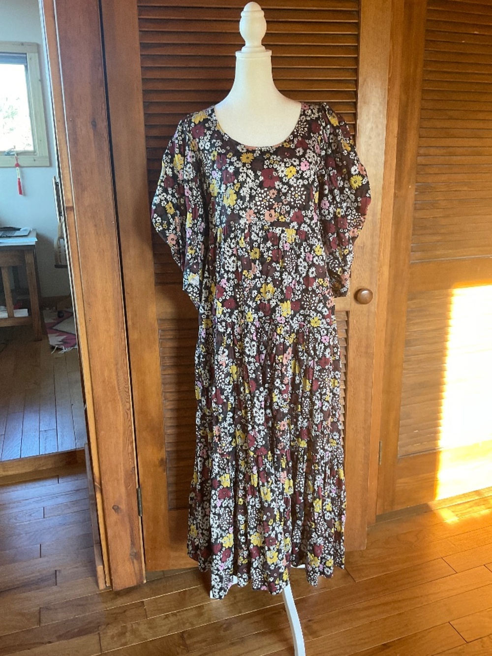 Sea New York Floral Puff Sleeve Tiered Max Dress size M